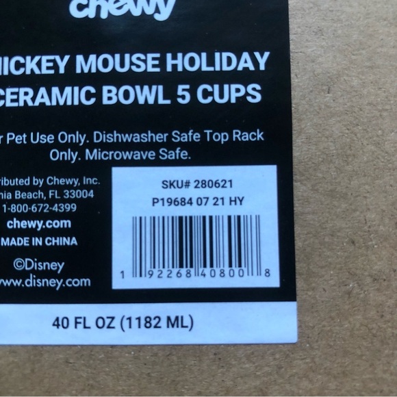 New Disney Mickey Mouse Holiday Ceramic dog cat bowl - Picture 7 of 7